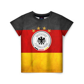 Детская футболка 3D с принтом Сборная Германии в Тюмени, 100% гипоаллергенный полиэфир | прямой крой, круглый вырез горловины, длина до линии бедер, чуть спущенное плечо, ткань немного тянется | Тематика изображения на принте: germany | германия | футбольная форма
