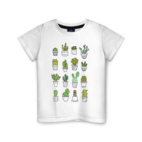 Детская футболка хлопок с принтом cactus в Тюмени, 100% хлопок | круглый вырез горловины, полуприлегающий силуэт, длина до линии бедер | cactus | tmblr | tubler | кактус