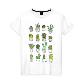 Женская футболка хлопок с принтом cactus в Тюмени, 100% хлопок | прямой крой, круглый вырез горловины, длина до линии бедер, слегка спущенное плечо | cactus | tmblr | tubler | кактус