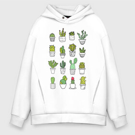 Мужское худи Oversize хлопок с принтом cactus в Тюмени, френч-терри — 70% хлопок, 30% полиэстер. Мягкий теплый начес внутри —100% хлопок | боковые карманы, эластичные манжеты и нижняя кромка, капюшон на магнитной кнопке | cactus | tmblr | tubler | кактус