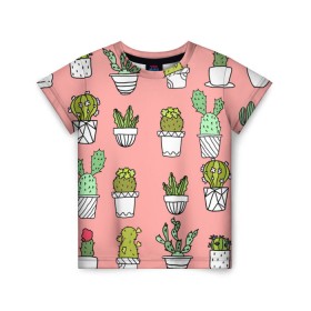 Детская футболка 3D с принтом cactus в Тюмени, 100% гипоаллергенный полиэфир | прямой крой, круглый вырез горловины, длина до линии бедер, чуть спущенное плечо, ткань немного тянется | Тематика изображения на принте: cactus | tmblr | tubmler | кактус