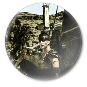 Значок с принтом Безумный Макс в Тюмени,  металл | круглая форма, металлическая застежка в виде булавки | Тематика изображения на принте: безумный | дорога | кино | макс | мужчины | огонь | пламя | фильмы | ярости