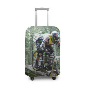 Чехол для чемодана 3D с принтом Велоспорт гонка в Тюмени, 86% полиэфир, 14% спандекс | двустороннее нанесение принта, прорези для ручек и колес | велик | велосипед | гонка | горы | деревья | железный конь | колесо | лес | лисапед | природа | ровер | спорт | спортсмен | стальной конь | тандем | трицикл | шлем
