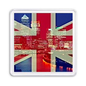 Магнит 55*55 с принтом Лондон в Тюмени, Пластик | Размер: 65*65 мм; Размер печати: 55*55 мм | Тематика изображения на принте: англия | великобритания | город | лондон | река | столица