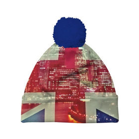 Шапка 3D c помпоном с принтом Лондон в Тюмени, 100% полиэстер | универсальный размер, печать по всей поверхности изделия | англия | великобритания | город | лондон | река | столица