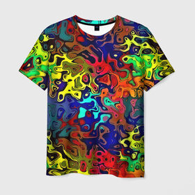 Мужская футболка 3D с принтом Разноцветные разводы в Тюмени, 100% полиэфир | прямой крой, круглый вырез горловины, длина до линии бедер | абстракция | краска | размытие
