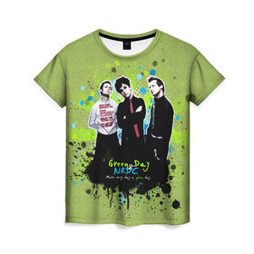 Женская футболка 3D с принтом Green Day 6 в Тюмени, 100% полиэфир ( синтетическое хлопкоподобное полотно) | прямой крой, круглый вырез горловины, длина до линии бедер | 
