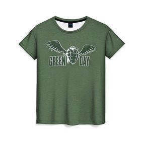 Женская футболка 3D с принтом Green Day 5 в Тюмени, 100% полиэфир ( синтетическое хлопкоподобное полотно) | прямой крой, круглый вырез горловины, длина до линии бедер | american idiot | green day | грин дей | грин дэй