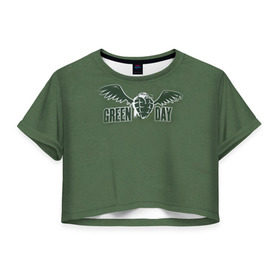 Женская футболка 3D укороченная с принтом Green Day 5 в Тюмени, 100% полиэстер | круглая горловина, длина футболки до линии талии, рукава с отворотами | american idiot | green day | грин дей | грин дэй