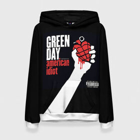 Женская толстовка 3D с принтом Green Day 3 в Тюмени, 100% полиэстер  | двухслойный капюшон со шнурком для регулировки, мягкие манжеты на рукавах и по низу толстовки, спереди карман-кенгуру с мягким внутренним слоем. | american idiot | green day | грин дей | грин дэй