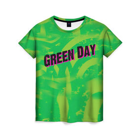 Женская футболка 3D с принтом Green Day 1 в Тюмени, 100% полиэфир ( синтетическое хлопкоподобное полотно) | прямой крой, круглый вырез горловины, длина до линии бедер | american idiot | green day | грин дей | грин дэй