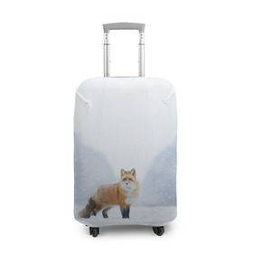 Чехол для чемодана 3D с принтом лесная красотка в Тюмени, 86% полиэфир, 14% спандекс | двустороннее нанесение принта, прорези для ручек и колес | зима | лес | лиса | рыжая | снег | тайга