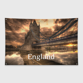 Флаг-баннер с принтом England (Англия) в Тюмени, 100% полиэстер | размер 67 х 109 см, плотность ткани — 95 г/м2; по краям флага есть четыре люверса для крепления | england | london | англия | британия | великобритания | владычица морей | вода | город | гостеприимный | дождей | клевый | красивый | лилия | лондон | мост | на темзе | окна | пасмурно | прикольный | река