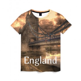 Женская футболка 3D с принтом England (Англия) в Тюмени, 100% полиэфир ( синтетическое хлопкоподобное полотно) | прямой крой, круглый вырез горловины, длина до линии бедер | england | london | англия | британия | великобритания | владычица морей | вода | город | гостеприимный | дождей | клевый | красивый | лилия | лондон | мост | на темзе | окна | пасмурно | прикольный | река