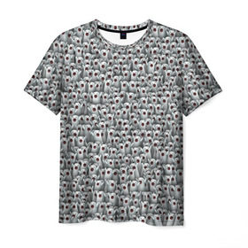 Мужская футболка 3D с принтом Ничоси, сколько ничоси! в Тюмени, 100% полиэфир | прямой крой, круглый вырез горловины, длина до линии бедер | Тематика изображения на принте: meme | nichosee | nichosi | мем | ничоси | привидение | прикол | толпа | удивление