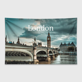 Флаг-баннер с принтом London в Тюмени, 100% полиэстер | размер 67 х 109 см, плотность ткани — 95 г/м2; по краям флага есть четыре люверса для крепления | england | london | vjcn. биг бен | англия | британия | великобритания | владычица морей | город | гостеприимный | дождей | клевый | красивый | лилия | лондон | на темзе | окна | прикольный | столица | тауэр