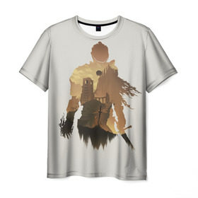 Мужская футболка 3D с принтом Dark Souls воспоминания в Тюмени, 100% полиэфир | прямой крой, круглый вырез горловины, длина до линии бедер | dark souls | воспоминания | двойная экспозиция | магия | меч | развалины | рыцарь