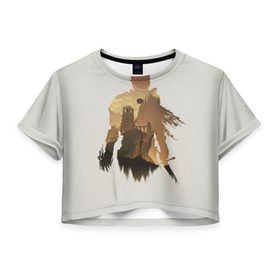 Женская футболка 3D укороченная с принтом Dark Souls воспоминания в Тюмени, 100% полиэстер | круглая горловина, длина футболки до линии талии, рукава с отворотами | dark souls | воспоминания | двойная экспозиция | магия | меч | развалины | рыцарь