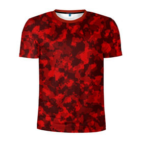 Мужская футболка 3D спортивная с принтом Красный камуфляж в Тюмени, 100% полиэстер с улучшенными характеристиками | приталенный силуэт, круглая горловина, широкие плечи, сужается к линии бедра | милитари