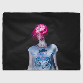Плед 3D с принтом девушка с розовыми волосами в Тюмени, 100% полиэстер | закругленные углы, все края обработаны. Ткань не мнется и не растягивается | волосы | девушка | мода | парик | перья | розовый | стиль | череп | этника | этно