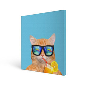 Холст квадратный с принтом котэ на отдыхе в Тюмени, 100% ПВХ |  | Тематика изображения на принте: кот | котик | лето | море | отдых | очки | пальмы | пляж | рыжий кот | солнце