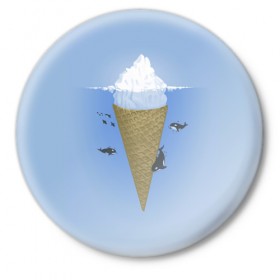 Значок с принтом Мороженое в Тюмени,  металл | круглая форма, металлическая застежка в виде булавки | food | ice cream | вкусно | еда | мороженое