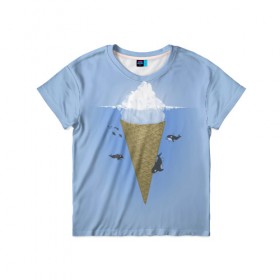 Детская футболка 3D с принтом Мороженое в Тюмени, 100% гипоаллергенный полиэфир | прямой крой, круглый вырез горловины, длина до линии бедер, чуть спущенное плечо, ткань немного тянется | food | ice cream | вкусно | еда | мороженое