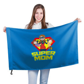 Флаг 3D с принтом Супермама в Тюмени, 100% полиэстер | плотность ткани — 95 г/м2, размер — 67 х 109 см. Принт наносится с одной стороны | мама