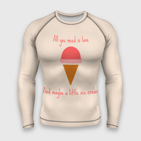 Мужской рашгард 3D с принтом All you need is love в Тюмени,  |  | Тематика изображения на принте: food | ice cream | love | вкусно | еда | мороженое