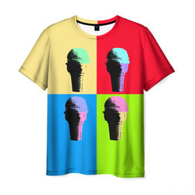 Мужская футболка 3D с принтом Pop Ice Cream в Тюмени, 100% полиэфир | прямой крой, круглый вырез горловины, длина до линии бедер | Тематика изображения на принте: food | ice cream | love | вкусно | еда | мороженое