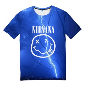 Мужская футболка 3D с принтом Nirvana в Тюмени, 100% полиэфир | прямой крой, круглый вырез горловины, длина до линии бедер | rok | нирвана | рок