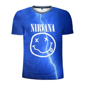 Мужская футболка 3D спортивная с принтом Nirvana в Тюмени, 100% полиэстер с улучшенными характеристиками | приталенный силуэт, круглая горловина, широкие плечи, сужается к линии бедра | rok | нирвана | рок