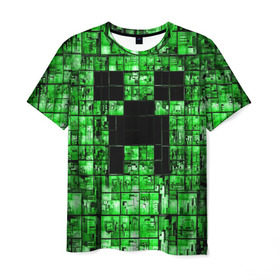 Мужская футболка 3D с принтом Minecraft в Тюмени, 100% полиэфир | прямой крой, круглый вырез горловины, длина до линии бедер | game | green | minecraft | игра | игрок | компьютерные игры | майнкрафт