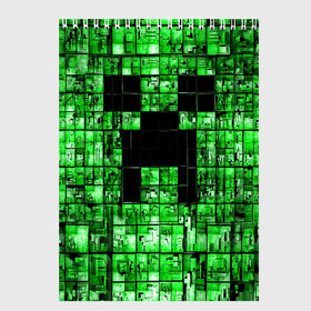 Скетчбук с принтом Minecraft в Тюмени, 100% бумага
 | 48 листов, плотность листов — 100 г/м2, плотность картонной обложки — 250 г/м2. Листы скреплены сверху удобной пружинной спиралью | game | green | minecraft | игра | игрок | компьютерные игры | майнкрафт