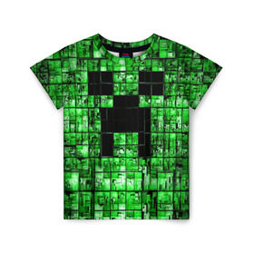 Детская футболка 3D с принтом Minecraft в Тюмени, 100% гипоаллергенный полиэфир | прямой крой, круглый вырез горловины, длина до линии бедер, чуть спущенное плечо, ткань немного тянется | game | green | minecraft | игра | игрок | компьютерные игры | майнкрафт