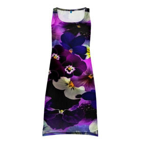 Платье-майка 3D с принтом Flower Garden в Тюмени, 100% полиэстер | полуприлегающий силуэт, широкие бретели, круглый вырез горловины, удлиненный подол сзади. | паттерн | разноцветный | цветы