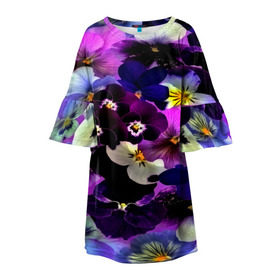 Детское платье 3D с принтом Flower Garden в Тюмени, 100% полиэстер | прямой силуэт, чуть расширенный к низу. Круглая горловина, на рукавах — воланы | паттерн | разноцветный | цветы