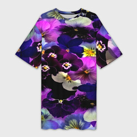 Платье-футболка 3D с принтом Flower Garden в Тюмени,  |  | Тематика изображения на принте: паттерн | разноцветный | цветы