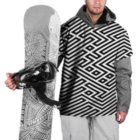 Накидка на куртку 3D с принтом optical illusion в Тюмени, 100% полиэстер |  | геометрия | оптическая иллюзия | черно белый