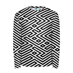 Мужской лонгслив 3D с принтом optical illusion в Тюмени, 100% полиэстер | длинные рукава, круглый вырез горловины, полуприлегающий силуэт | Тематика изображения на принте: геометрия | оптическая иллюзия | черно белый