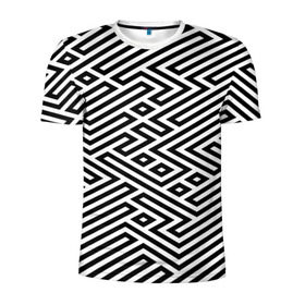 Мужская футболка 3D спортивная с принтом optical illusion в Тюмени, 100% полиэстер с улучшенными характеристиками | приталенный силуэт, круглая горловина, широкие плечи, сужается к линии бедра | геометрия | оптическая иллюзия | черно белый