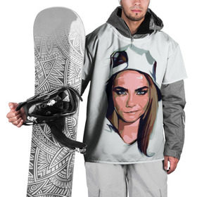 Накидка на куртку 3D с принтом Кара Делевинь в Тюмени, 100% полиэстер |  | Тематика изображения на принте: девушка | кара | кара делевинь | кепка | модель с бровями