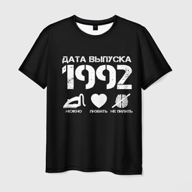 Мужская футболка 3D с принтом Дата выпуска 1992 в Тюмени, 100% полиэфир | прямой крой, круглый вырез горловины, длина до линии бедер | Тематика изображения на принте: 1992 | год рождения | дата выпуска