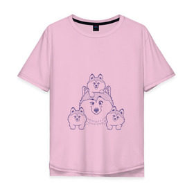 Мужская футболка хлопок Oversize с принтом Аляскинские маламуты в Тюмени, 100% хлопок | свободный крой, круглый ворот, “спинка” длиннее передней части | husky | malamute | арт | маламут | собака | хаски