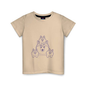 Детская футболка хлопок с принтом Аляскинские маламуты в Тюмени, 100% хлопок | круглый вырез горловины, полуприлегающий силуэт, длина до линии бедер | husky | malamute | арт | маламут | собака | хаски