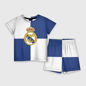 Детский костюм с шортами 3D с принтом Real Madrid №1 в Тюмени,  |  | fc | fcb | lfp | real madrid | болельщикам | испания | испанская премьер лига | испанский | мадрид | реал | реал мадрид | футбольный клуб