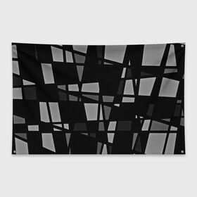 Флаг-баннер с принтом Geometry figure в Тюмени, 100% полиэстер | размер 67 х 109 см, плотность ткани — 95 г/м2; по краям флага есть четыре люверса для крепления | бумага | геометрия | грани | изгиб | линии | полигоны | полосы | постель | серый | сочетания | текстура | треугольники | черный