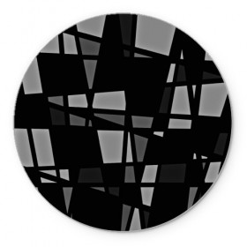 Коврик круглый с принтом Geometry figure в Тюмени, резина и полиэстер | круглая форма, изображение наносится на всю лицевую часть | Тематика изображения на принте: бумага | геометрия | грани | изгиб | линии | полигоны | полосы | постель | серый | сочетания | текстура | треугольники | черный
