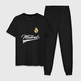 Мужская пижама хлопок с принтом Real Madrid - Classic 1902 в Тюмени, 100% хлопок | брюки и футболка прямого кроя, без карманов, на брюках мягкая резинка на поясе и по низу штанин
 | Тематика изображения на принте: 