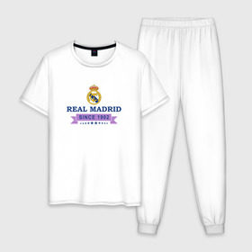 Мужская пижама хлопок с принтом Real Madrid - Classic 1902 в Тюмени, 100% хлопок | брюки и футболка прямого кроя, без карманов, на брюках мягкая резинка на поясе и по низу штанин
 | real | real madrid | мадрид | реал | футбол
